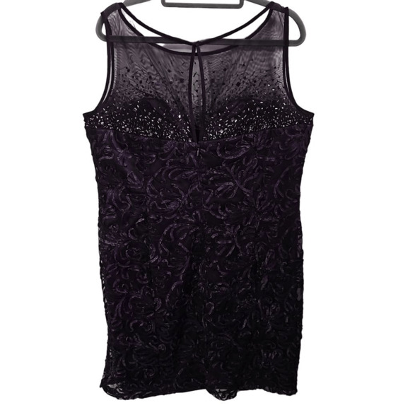 Ignite Evenings Purple Sleeveless Knee Length Formal Dress Size 18 Plus Size - Picture 10 of 13